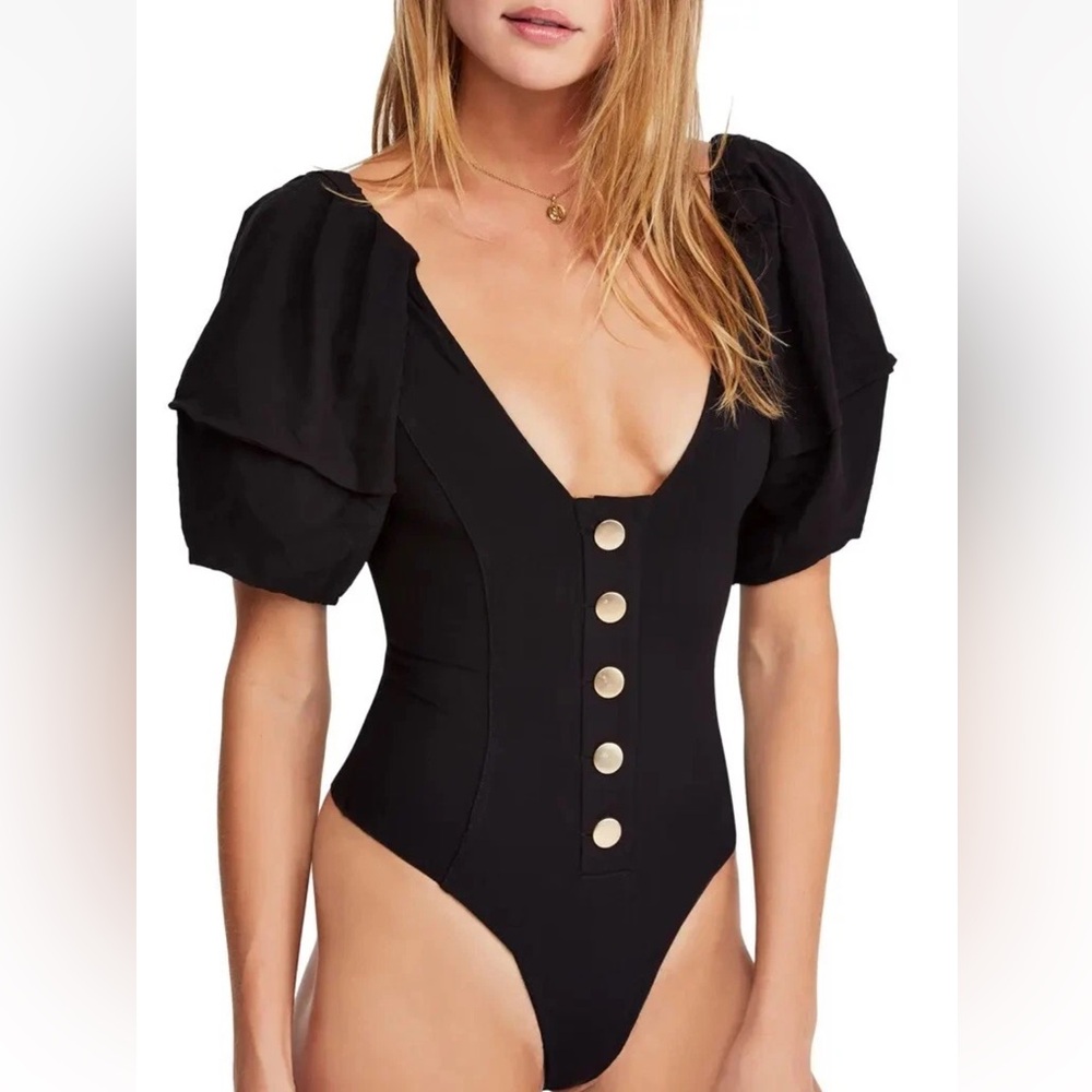 Free People Not So Basic Bodysuit Black